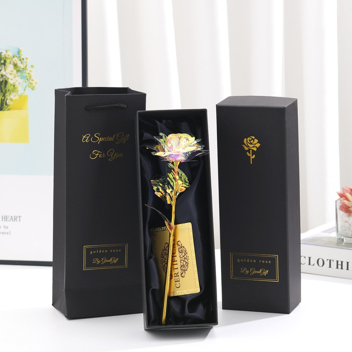 RoseLuxe – 24K Forgyldt Rose i Luksuriøs Gaveæske
