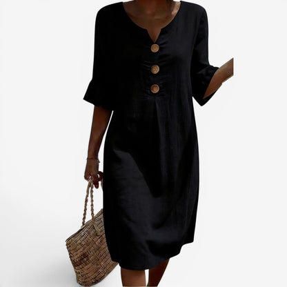Robe Midi Boutonnée - Élégance Côtière Intemporelle