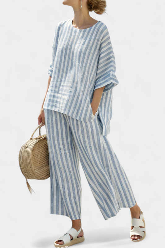 Federica™ Striped Linen Top & Relaxed Pants Set