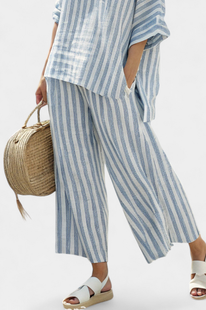 Federica™ Striped Linen Top & Relaxed Pants Set