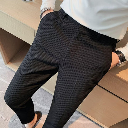 Oliver | Men Textured Slim Fit Dress Trousers