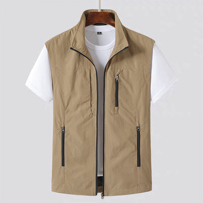 Men’s Lightweight Gilet Zip Front Utility Vest Casual Layer