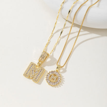 AISHA - Elegant 2-Pack Initial Pendant Necklaces