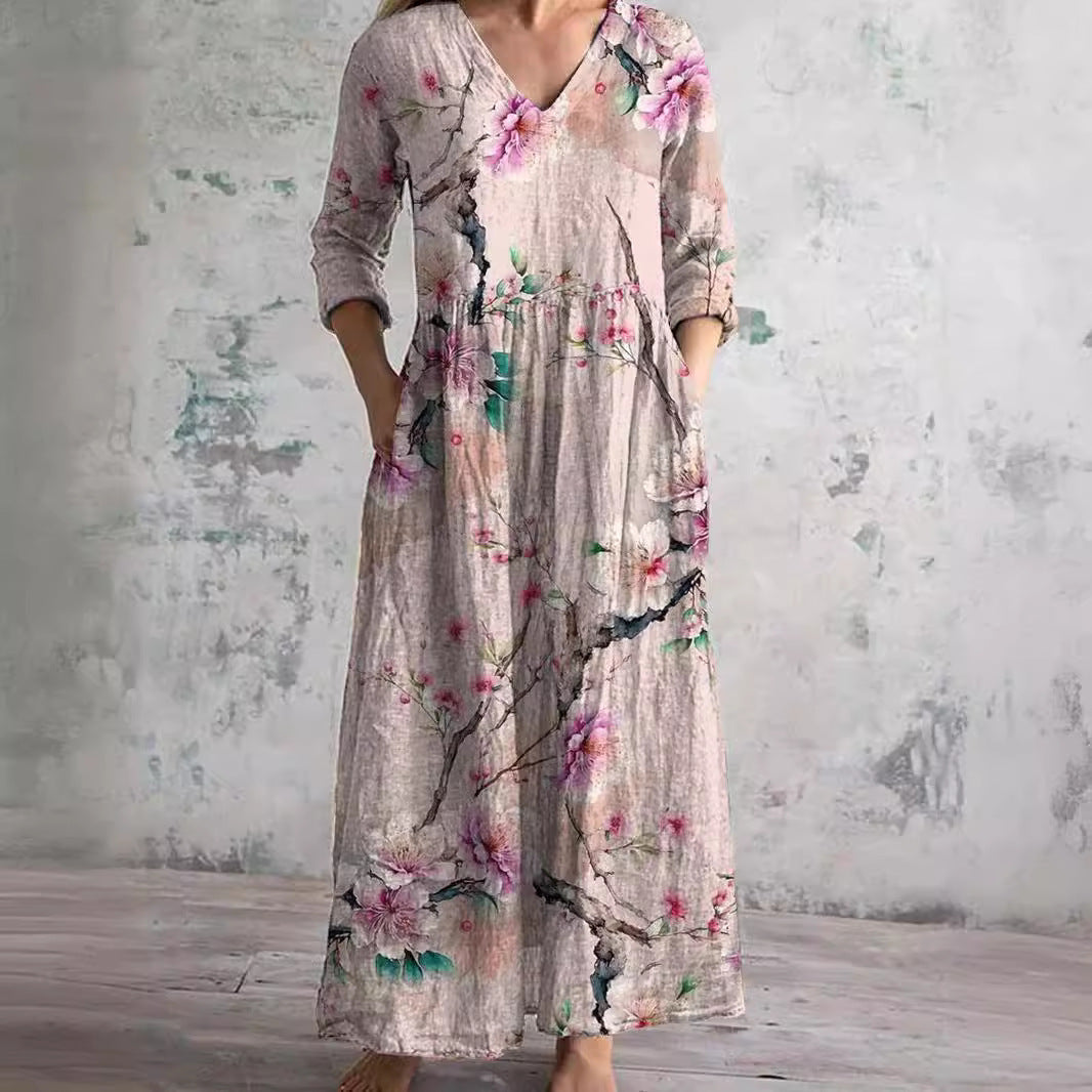 Damen Sommerkleid mit Blumenmuster | Maxi
