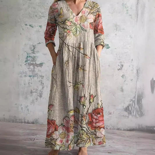 Damen Sommerkleid mit Blumenmuster | Maxi