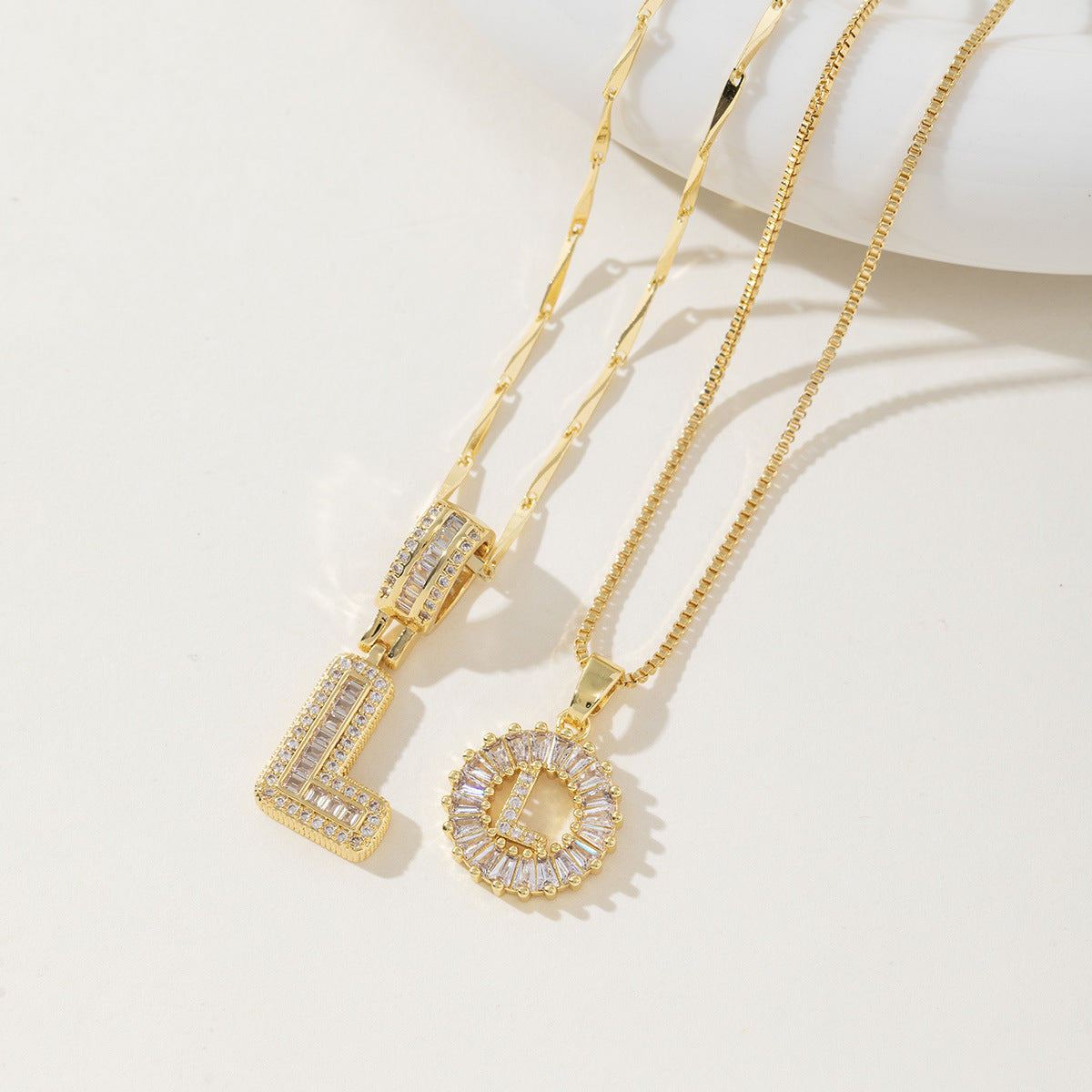AISHA - Elegant 2-Pack Initial Pendant Necklaces