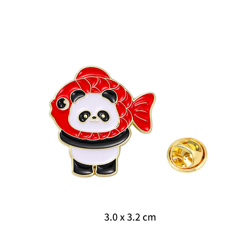 Panda Flower Brooch Cute Gift Badge Cartoon Brooches