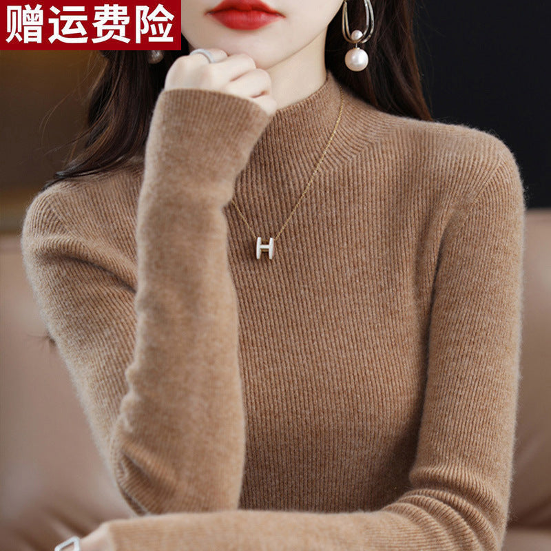 Bottoming Shirt Wool Sweater Women's Autumn and Winter Wool Half-turtleneck Inner Sweater Slim-fit