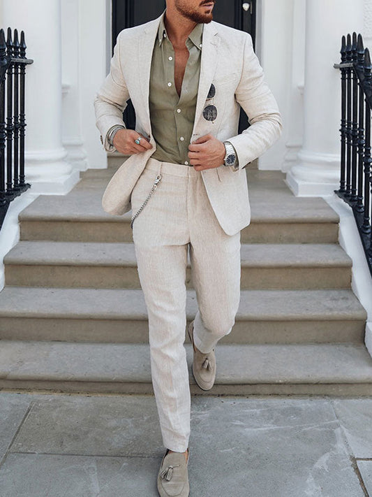 Elegant Men's Two-Piece Suit – Slim-Fit Blazer with Trousers for Business and Special Occasions
