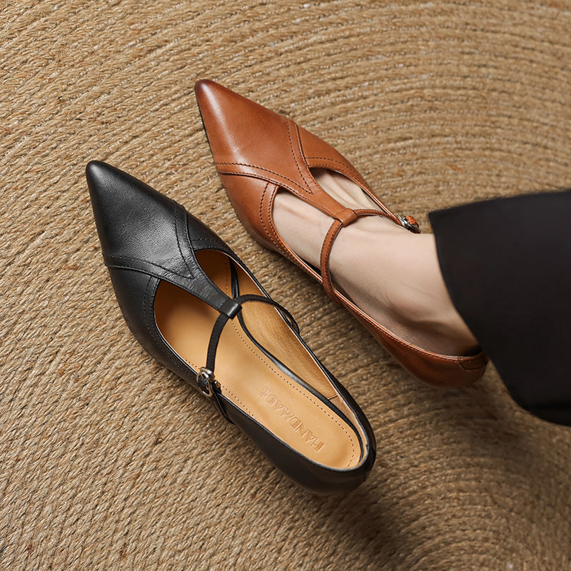 Nerea™ | Zapatos de tacón T de cuero elegantes