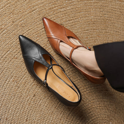 Nerea™ | Zapatos de tacón T de cuero elegantes