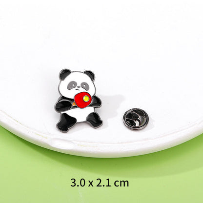 Panda Flower Brooch Cute Gift Badge Cartoon Brooches