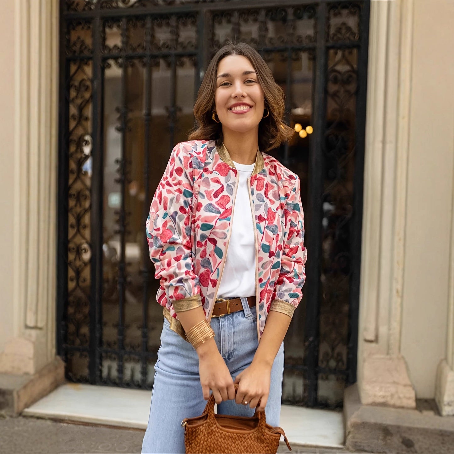Womens Floral Bomber Jacket