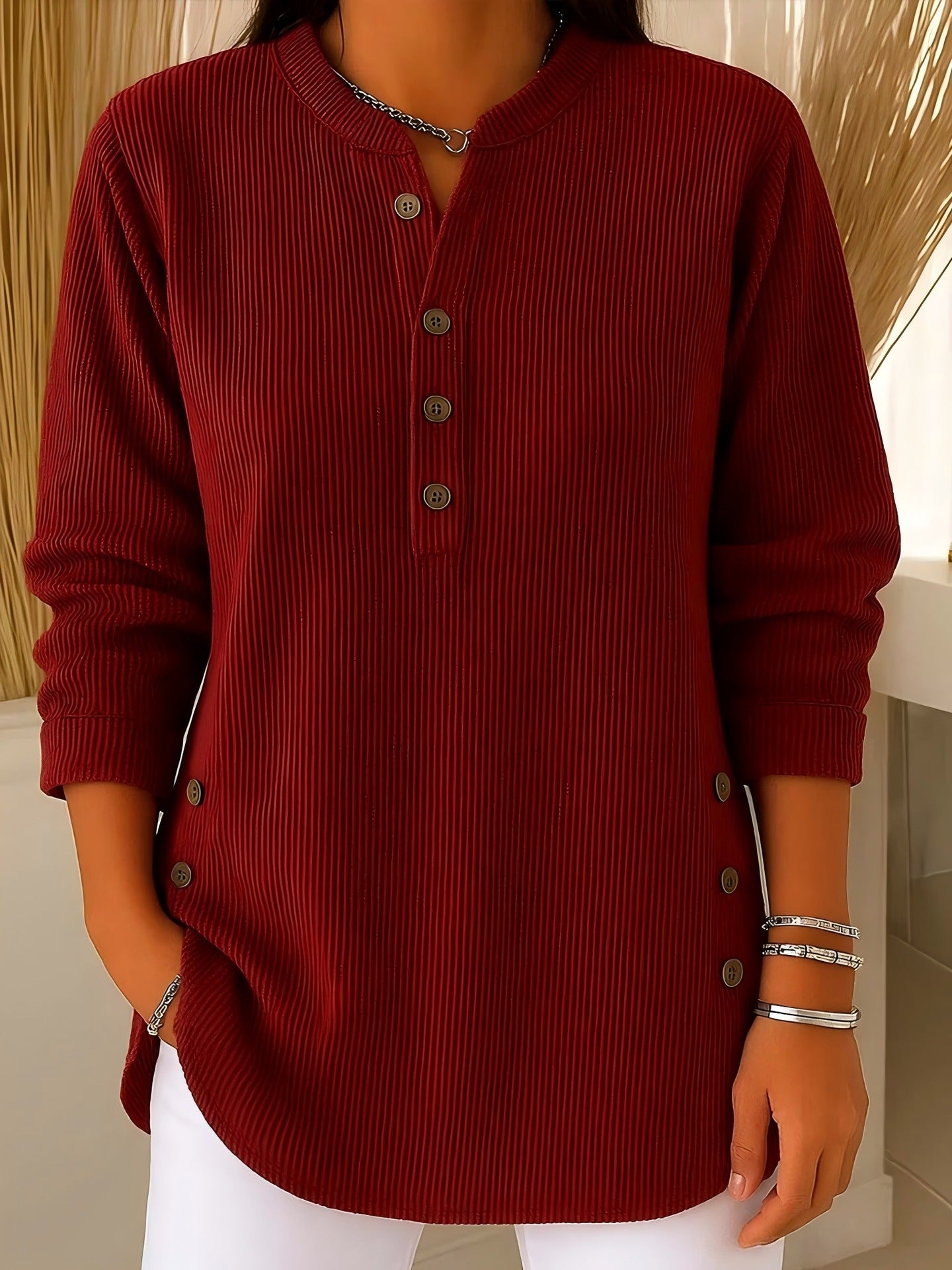 Cove - Textured Henley Tunic Top