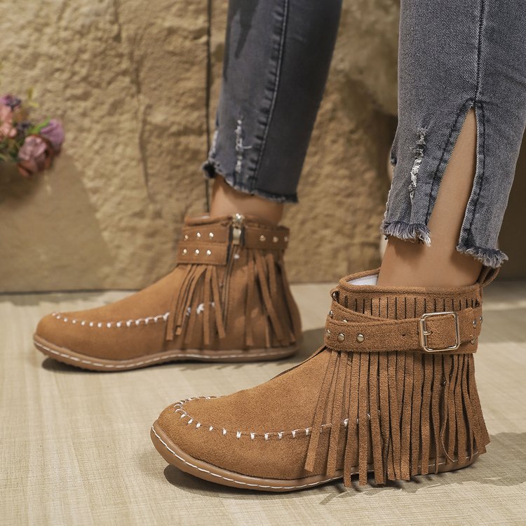 Sierra | Stylish Cowboy Ankle Boots with Side Zip | Women’s Western Ankle Boots