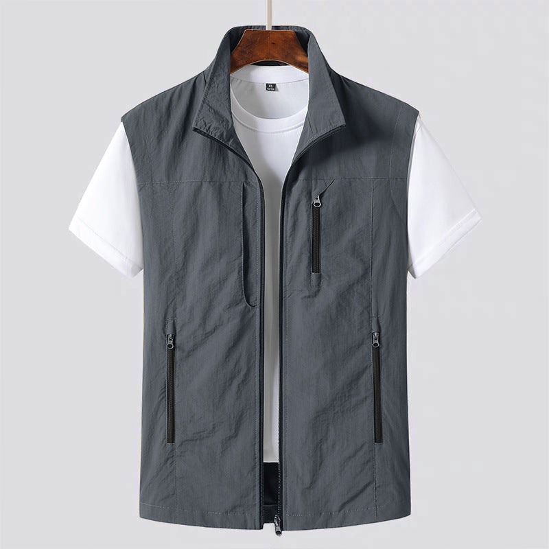 Men’s Lightweight Gilet Zip Front Utility Vest Casual Layer
