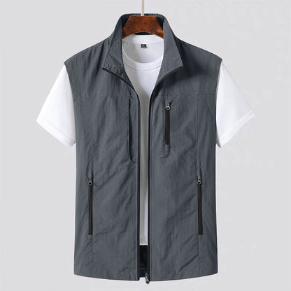 Men’s Lightweight Gilet Zip Front Utility Vest Casual Layer