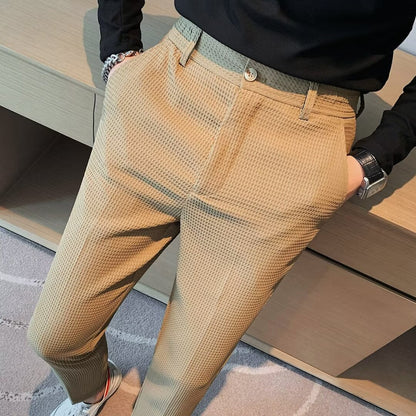 Oliver | Men Textured Slim Fit Dress Trousers