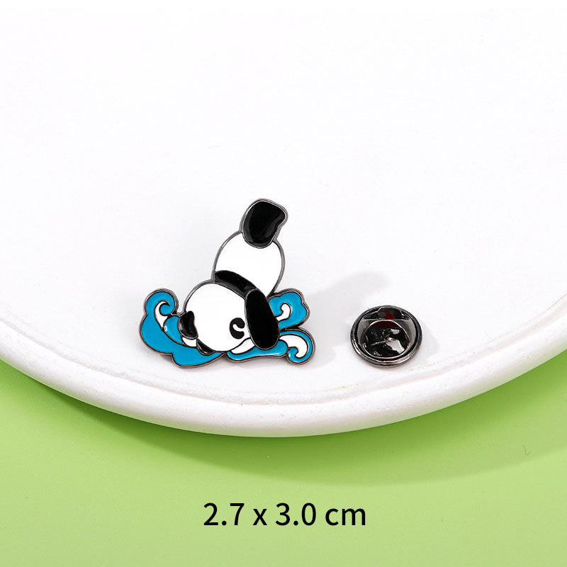 Panda Flower Brooch Cute Gift Badge Cartoon Brooches