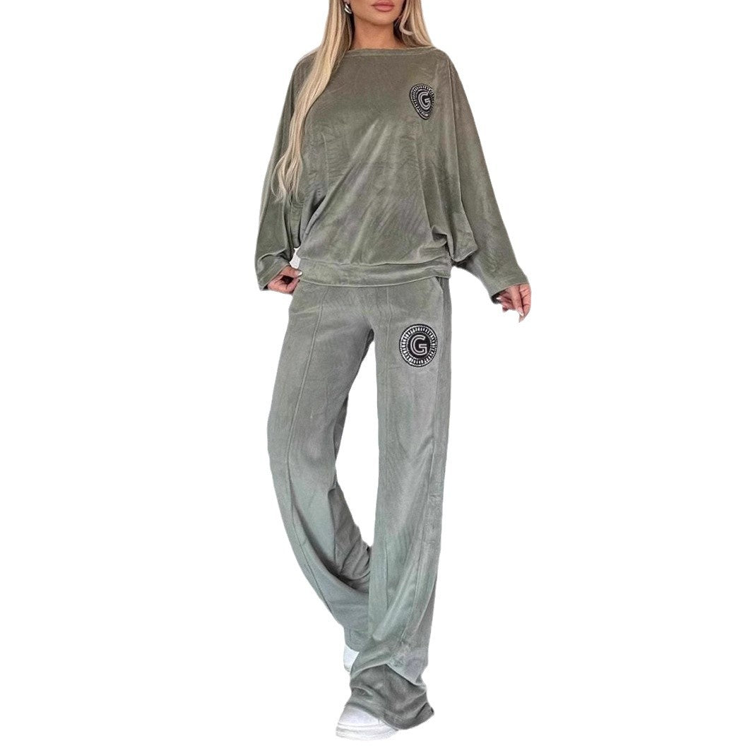 Elegant Loungewear-Sæt i Blødt Velour til Kvinder