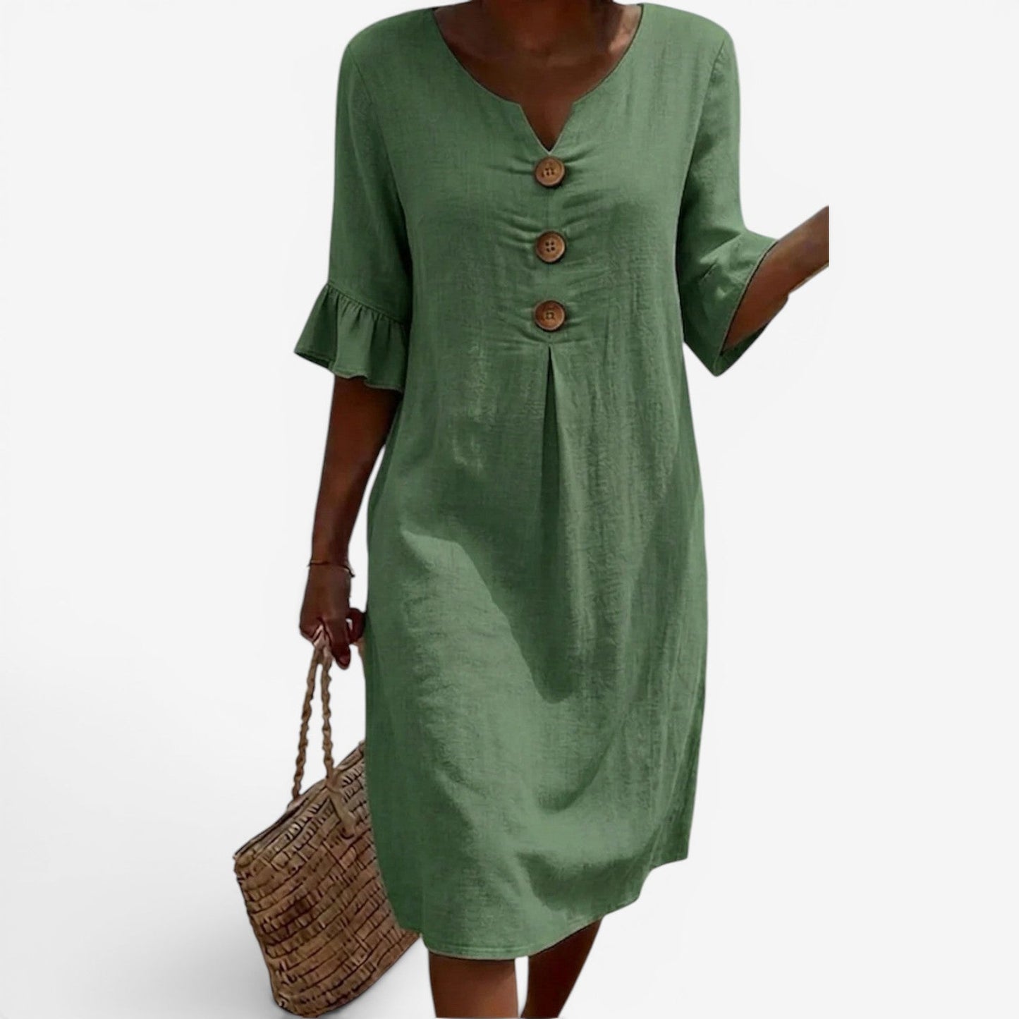 Robe Midi Boutonnée - Élégance Côtière Intemporelle