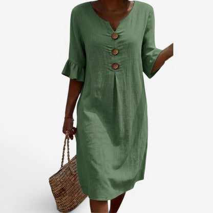 Robe Midi Boutonnée - Élégance Côtière Intemporelle