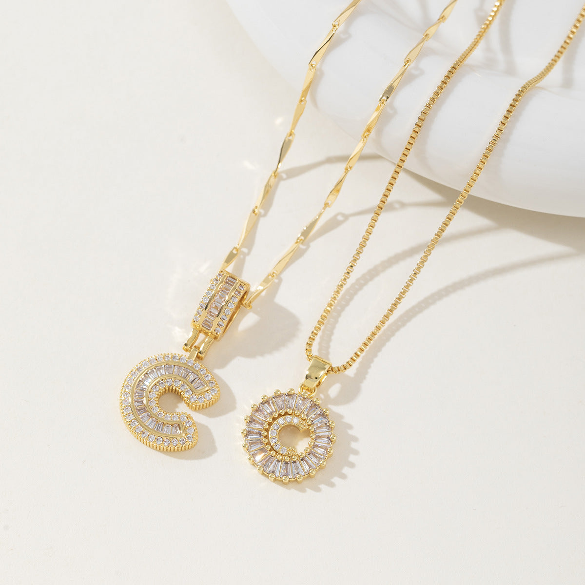AISHA - Elegant 2-Pack Initial Pendant Necklaces