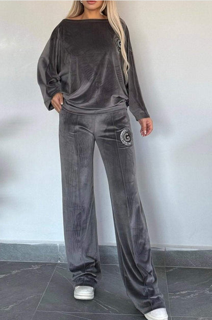 Elegant Loungewear-Sæt i Blødt Velour til Kvinder