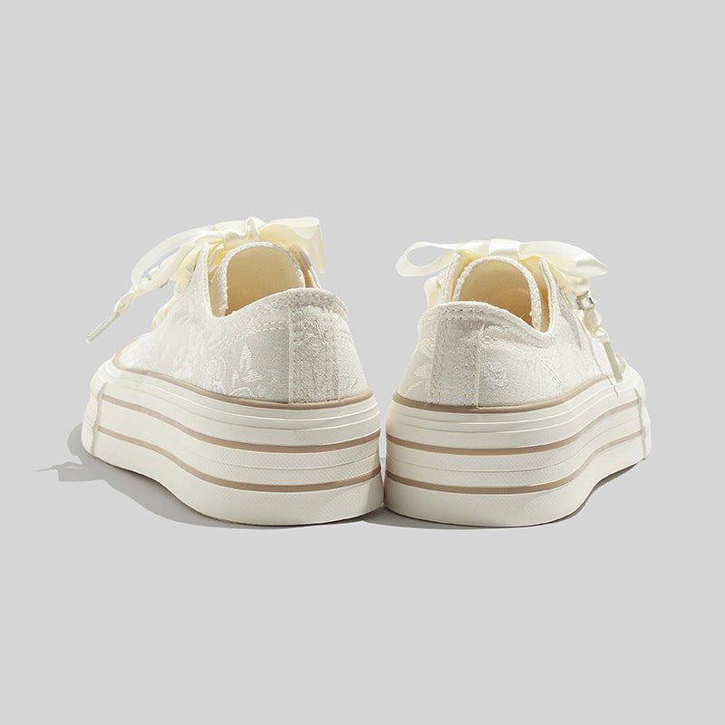 Helviana – Damen Plattform Sneaker Mit Satinschnürung