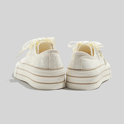Helviana – Damen Plattform Sneaker Mit Satinschnürung