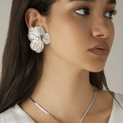 Leaf Flower Sweet Cool Wind Imitation Earrings