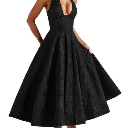 Stilvolles Damen A-Linien Cocktailkleid mit tiefem V-Ausschnitt – Liora