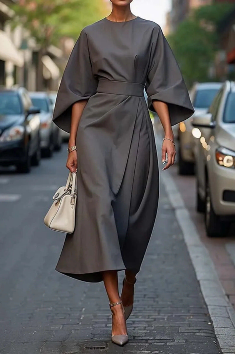 Robe de soirée élégante - Ceinture satinée - Invitée de mariage chic
