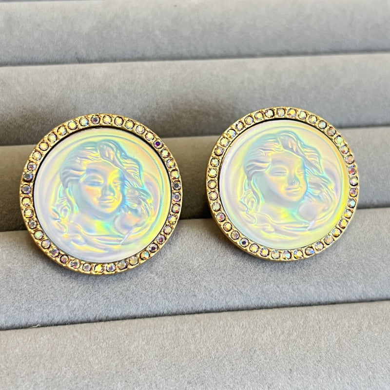 Gold Sweet Glass Angel Opal Brooch Necklaces