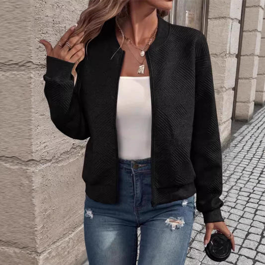 Elegant Fleece-Jakke til Kvinder med Struktureret Design