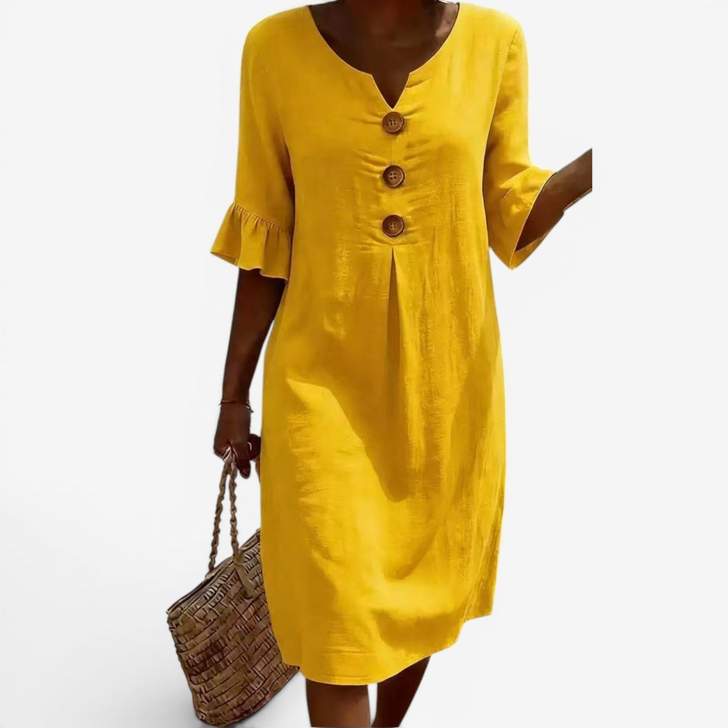 Robe Midi Boutonnée - Élégance Côtière Intemporelle