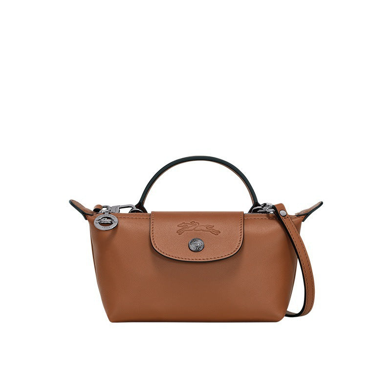 Mini Læder Longchamp Taske - Brun