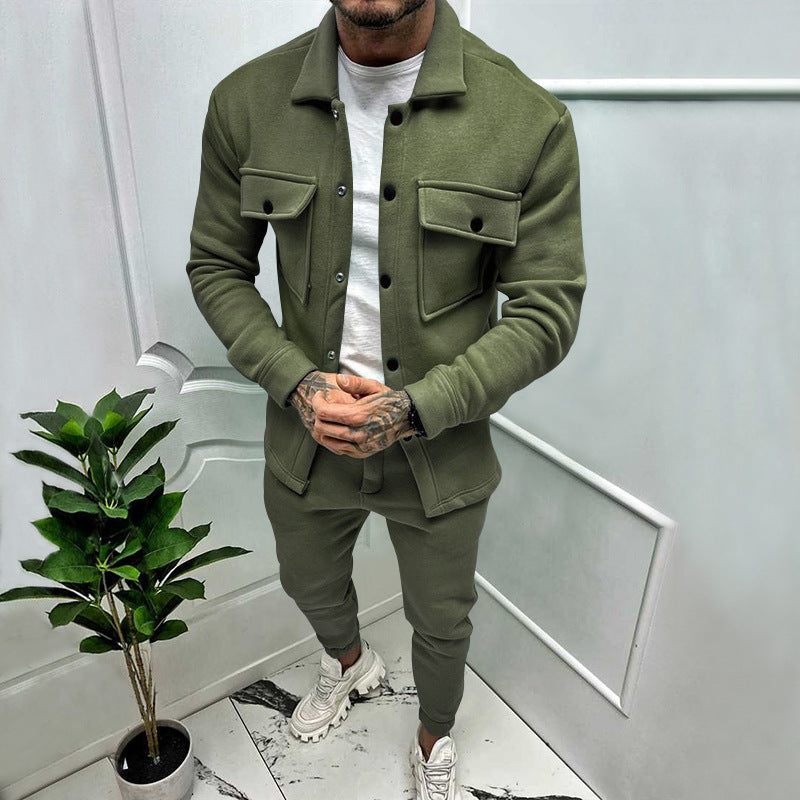 Men’s Suede Shirt Trousers Set 1+1 Free Offer – Casual Luxury Comfortable Breathable Stylish Smart Everyday Outfit Fit