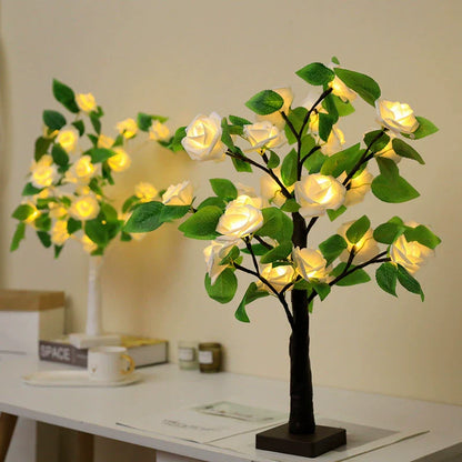 Green Leaf Rose Tree Light