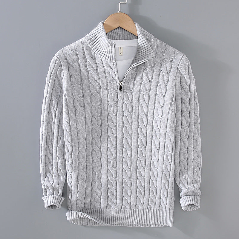 Ajax | Men Half-Zip Pullover z Cable Pattern