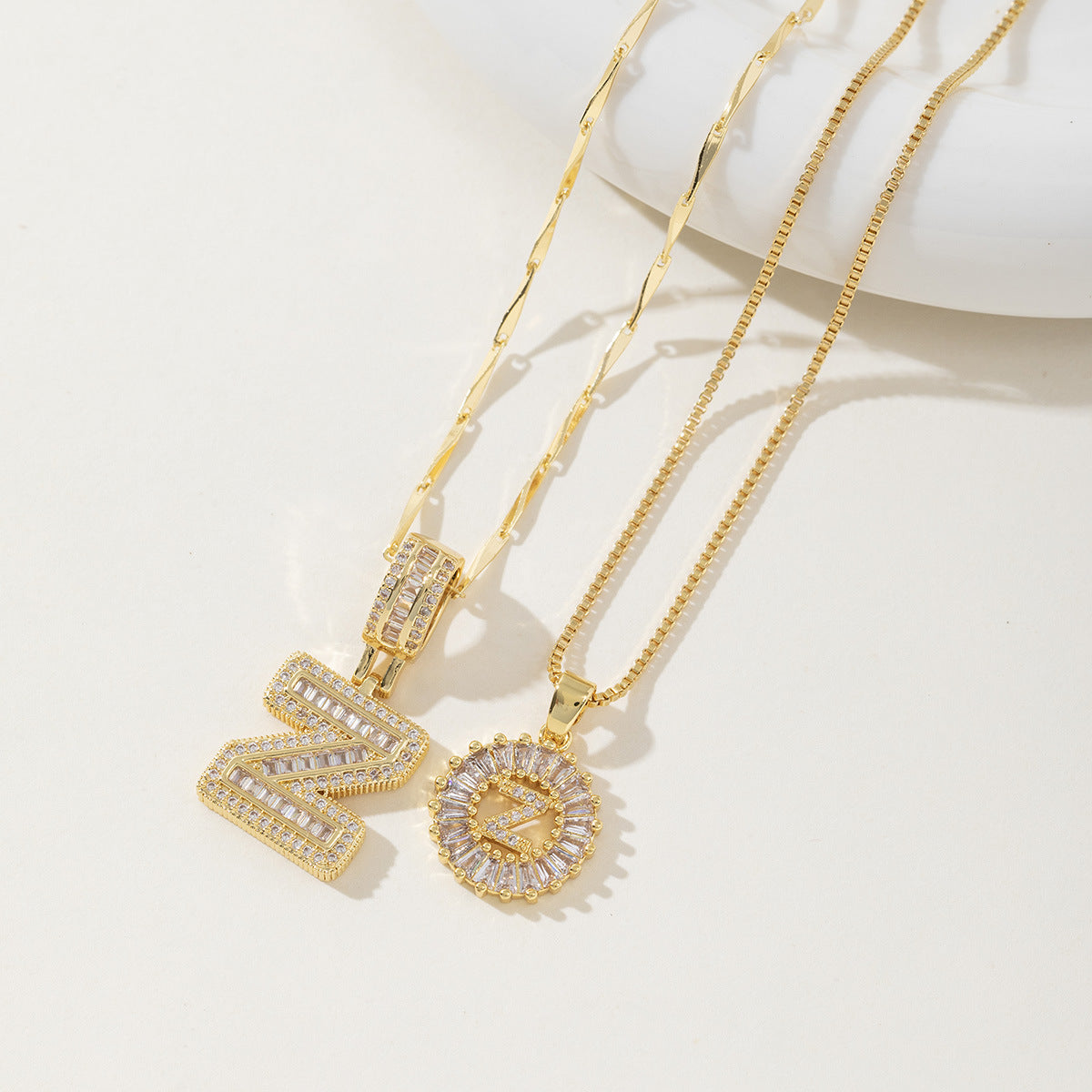 AISHA - Elegant 2-Pack Initial Pendant Necklaces