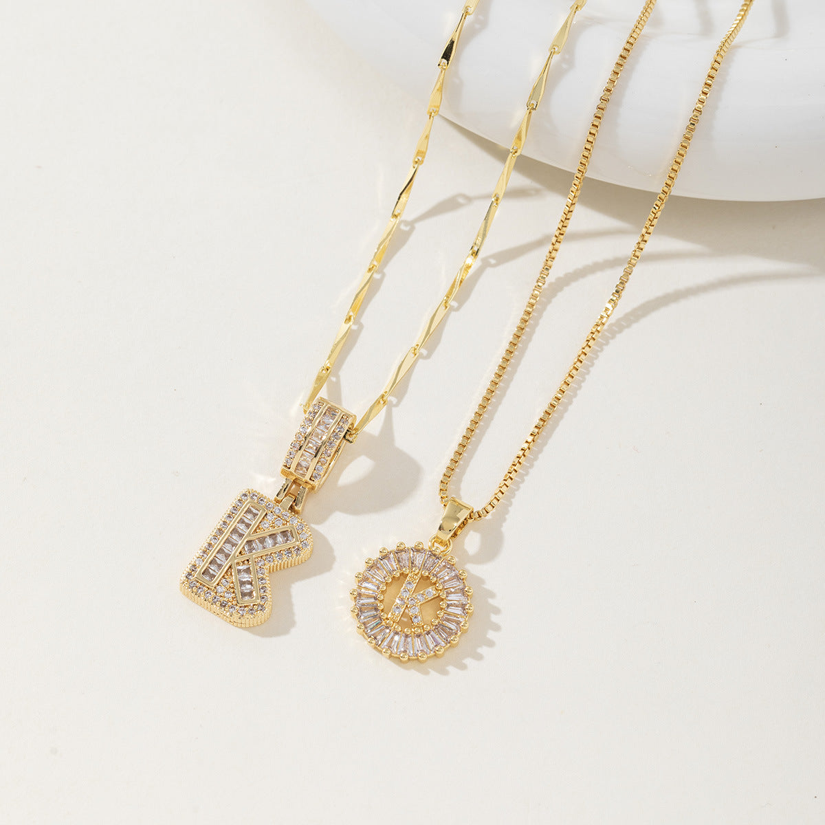 AISHA - Elegant 2-Pack Initial Pendant Necklaces