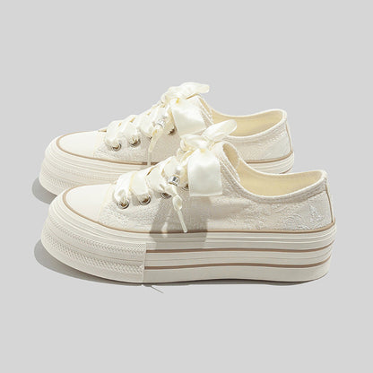 Helviana – Damen Plattform Sneaker Mit Satinschnürung