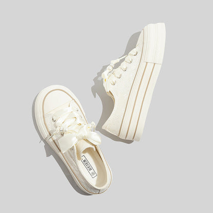 Helviana – Damen Plattform Sneaker Mit Satinschnürung
