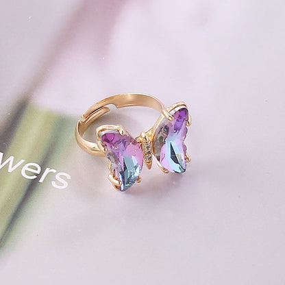 Women's Gradient Butterfly Female Personality Trendy Fashion Rings