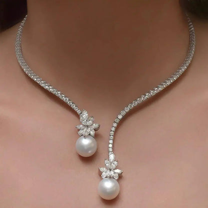 Vionelise™ Collar Elegante con Perlas y Plata Esterlina Brillante