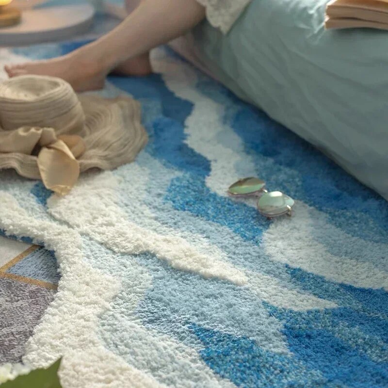 AquaWave | Modischer Teppich für Zuhause | Wellen-Design in Meeresfarben | Weich, pflegeleicht & stilvoll