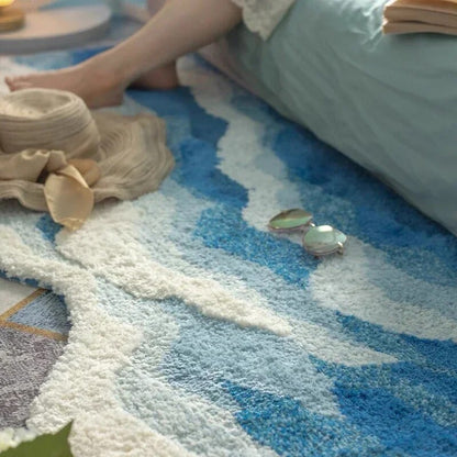 AquaWave | Modischer Teppich für Zuhause | Wellen-Design in Meeresfarben | Weich, pflegeleicht & stilvoll