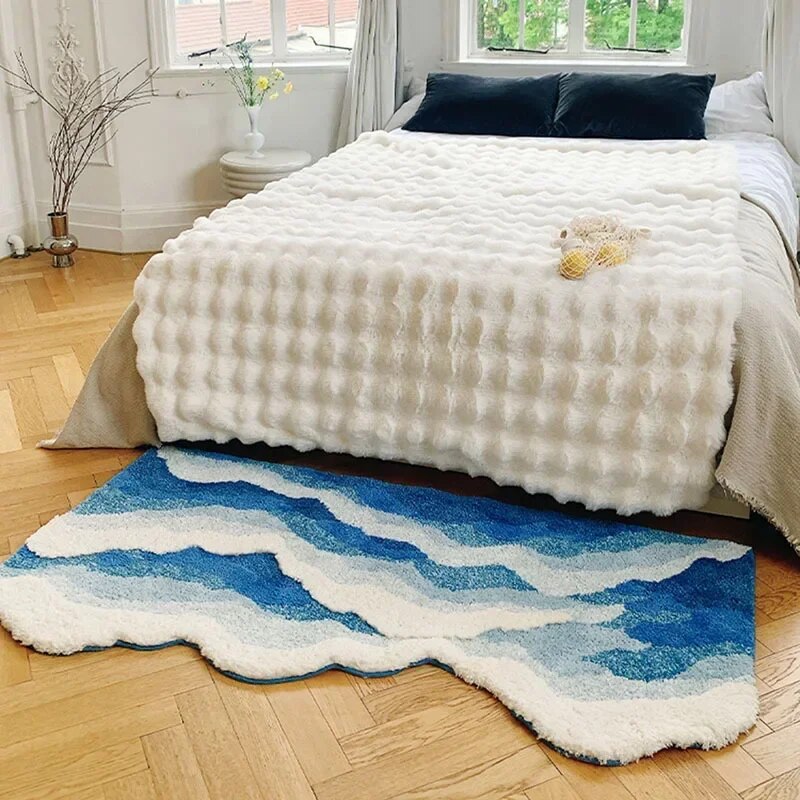 AquaWave | Modischer Teppich für Zuhause | Wellen-Design in Meeresfarben | Weich, pflegeleicht & stilvoll