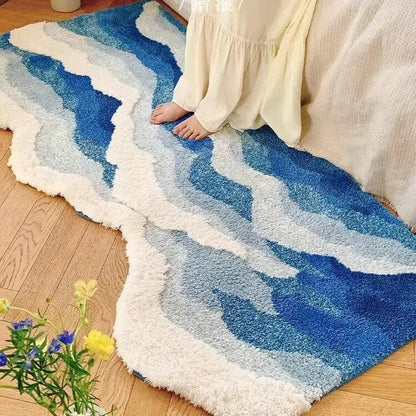 AquaWave | Modischer Teppich für Zuhause | Wellen-Design in Meeresfarben | Weich, pflegeleicht & stilvoll